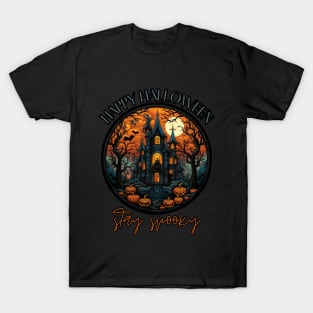 Stay spooky! happy halloween, stained glass T-Shirt